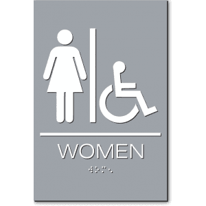 1 Unit Women Restroom Sign-Gray/White 